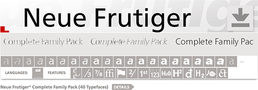 Neue Frutiger Complete Family Pack